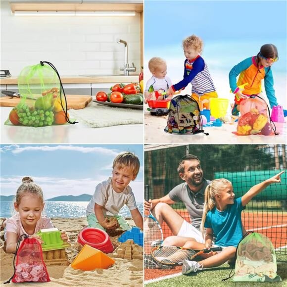 12Pcs Mesh Bag 13"X15.5" Drawstring Gym Bag Nylon Mesh Drawstring Bag with Cord - Picture 4 of 7